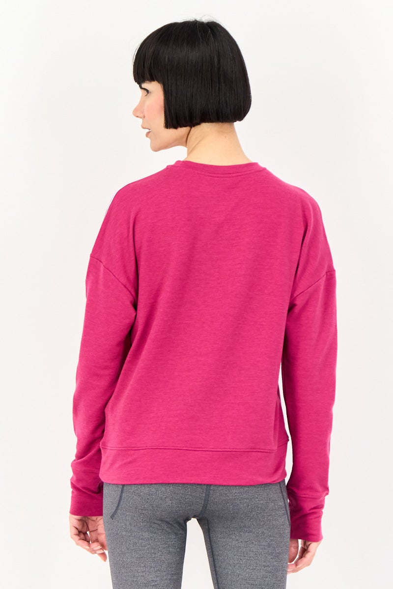 UNDER ARMOUR Women Loose Fit Long Sleeve Outdoor Sweatshirt, Fuchsia - Image 3