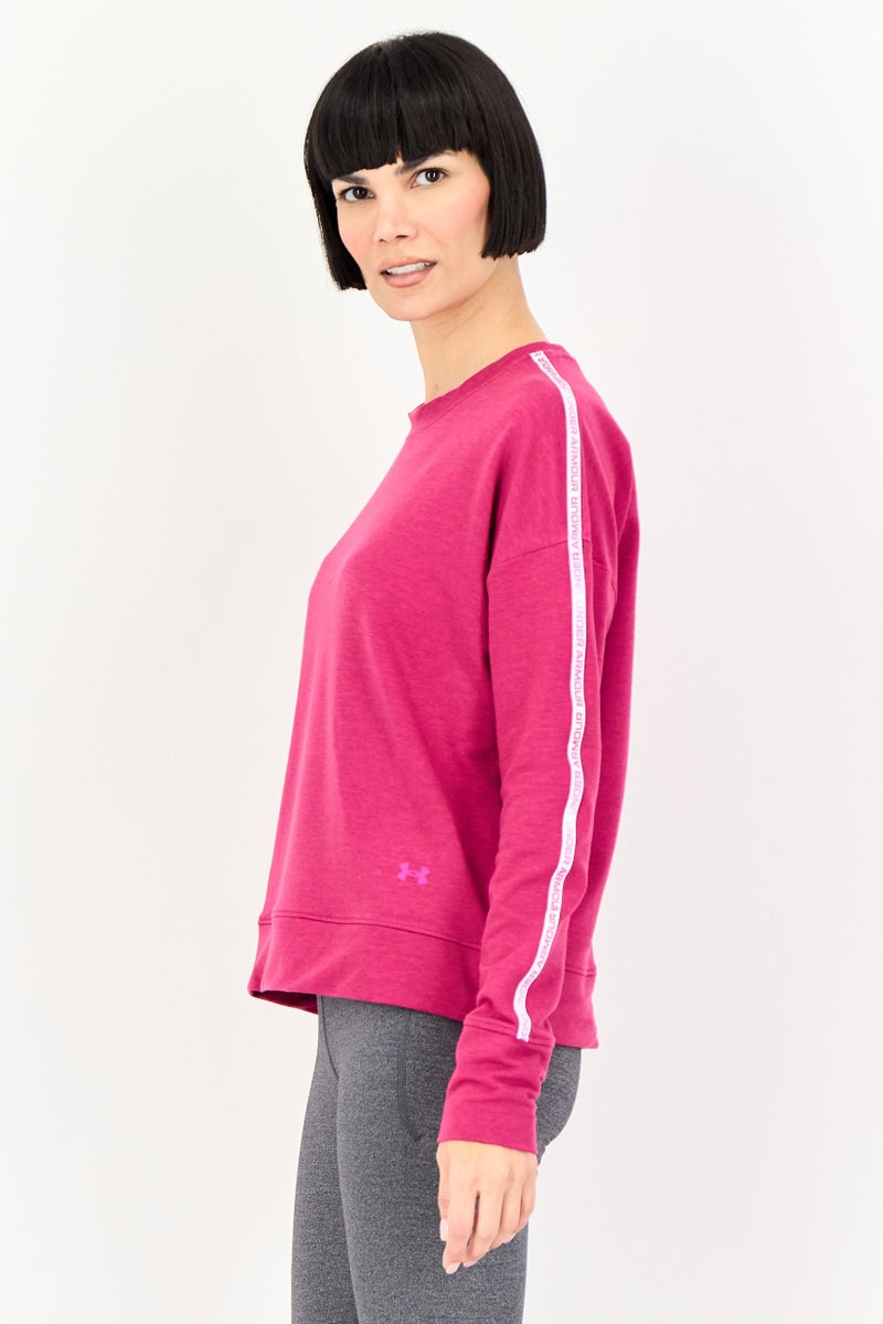 UNDER ARMOUR Women Loose Fit Long Sleeve Outdoor Sweatshirt, Fuchsia - Image 2