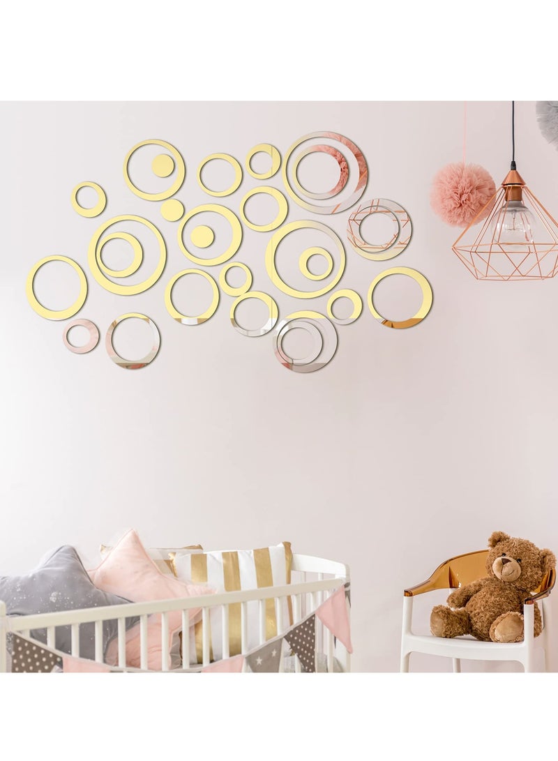 SYOSI Acrylic Circle Mirror Wall Stickers, 72Pcs DIY Adhesive Circle Wall Decals, Acrylic Mirror circle Room Decal Art Mural Wallpaper Wall Sticker for Living Room Bedroom Home Decoration - Image 4