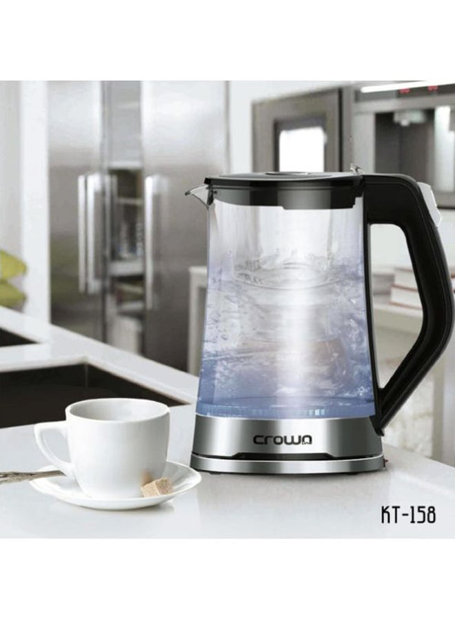 كراون لاين غلاية كهربائية دون سلك سعة 1.7 لتر 1.7 L 2200 W KT158 شفاف/أسود/فضي - Image 3