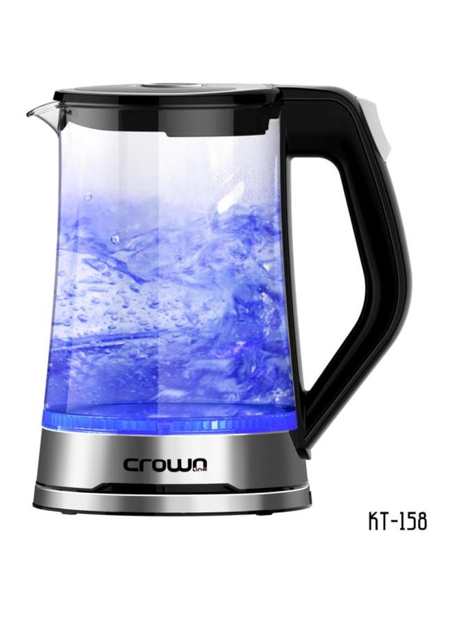 كراون لاين غلاية كهربائية دون سلك سعة 1.7 لتر 1.7 L 2200 W KT158 شفاف/أسود/فضي - Image 2