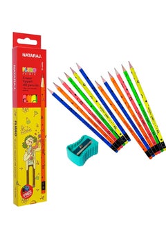 NATARAJ 12-Piece Flouro HB Graphite Pencils With Rubber Tip  - Image 1