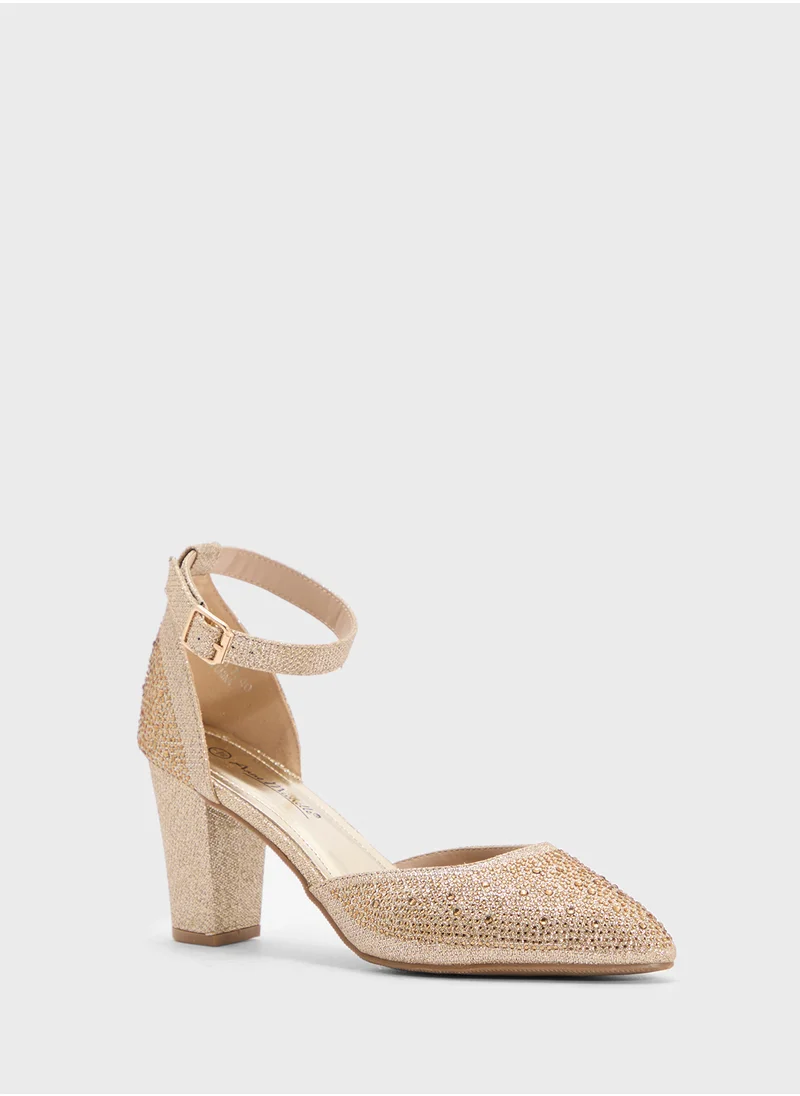 ELLA Glitter Block Heel Pump