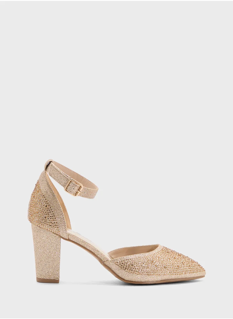 ELLA Glitter Block Heel Pump