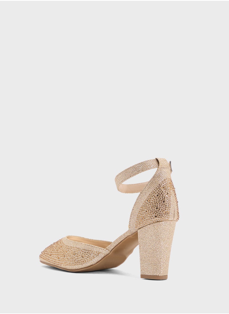 ELLA - Glitter Block Heel Pump - Image 1