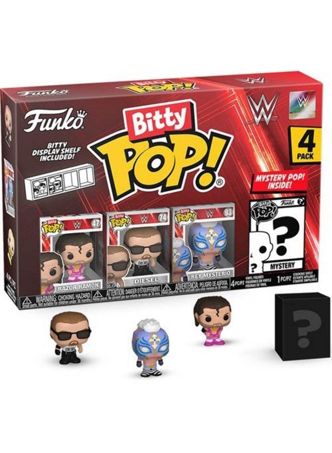 Funko Funko Bitty POP! WWE - 4 Pack - Razor Ramon, Bitty POP! Diesel, Bitty POP! Rey Mysterio®, and a Mystery Bitty POP! Figure and A Surprise Mystery Mini Figure - 0.9 Inch (2.2 Cm) Collectable  - Image 1