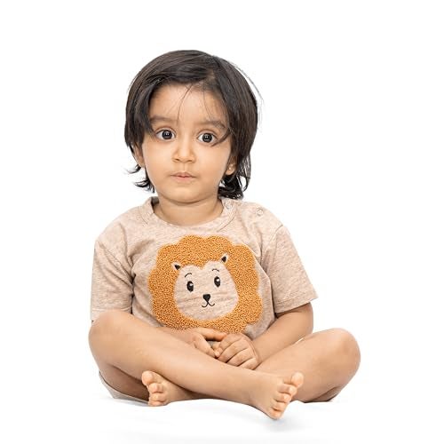 ARIEL Baby Boys & Baby girls Cotton Printed Round Neck Half Sleeve T-shirt & Short Trendy Summer Clothing Sets (BrwnShep-18-24 months) - Image 5