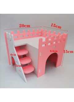 Arabest Colorful Hamster Swing Toys Wooden Seesaw Pink Fence House 