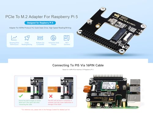 waveshare PCIe to M2 M Key Adapter for Raspberry Pi 5 Support NVMe Protocol M2 SSD with 22302242 Size PCIE1 Gen2 or Gen3 Mode Support Booting from SSD for PI5 HighSpeed ReadingWriting - Image 3
