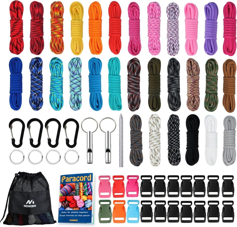 MONOBIN Paracord Combo Kits - 550 Type III Parachute Cord - Bracelet Crafting Kits, Survival Rope Making lanyards,Dog Collar,Bracelet - Image 1