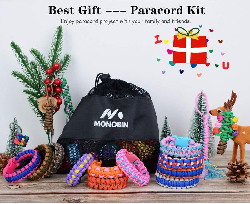 MONOBIN Paracord Combo Kits - 550 Type III Parachute Cord - Bracelet Crafting Kits, Survival Rope Making lanyards,Dog Collar,Bracelet - Image 5