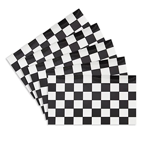 CANTENDO 5Pcs Checkered black and white racing car Flag Decal Sticker Checkered black and white racing car Flag Reflective Vinyl Car Stickers for Car Window Bumper Waterproof Sticker 25 x 45 Inch - Image 1