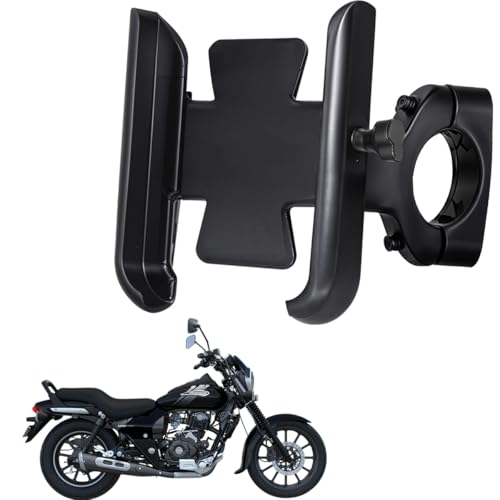 WHIPONE CNC Metal Bike Mobile Holder Compatible for Bajaj Avenger Street 160, 360° Rotation Phone Mount Cradle for Bicycle & Motorcycle, Handlebar for All Smartphones, Anti-Slip, Full Grip (Black) - Image 1