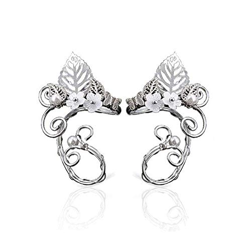 Yolmina Elf Ear Cuffs, Handmade Clip on Earrings - Pearl Wing Tassel Filigree Elven Earrings for Women - Fantasy Fairy Halloween Costume, Cosplay, Wedding, Handcraft - Image 1