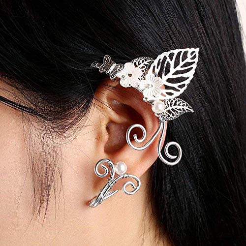 Yolmina Elf Ear Cuffs, Handmade Clip on Earrings - Pearl Wing Tassel Filigree Elven Earrings for Women - Fantasy Fairy Halloween Costume, Cosplay, Wedding, Handcraft - Image 5