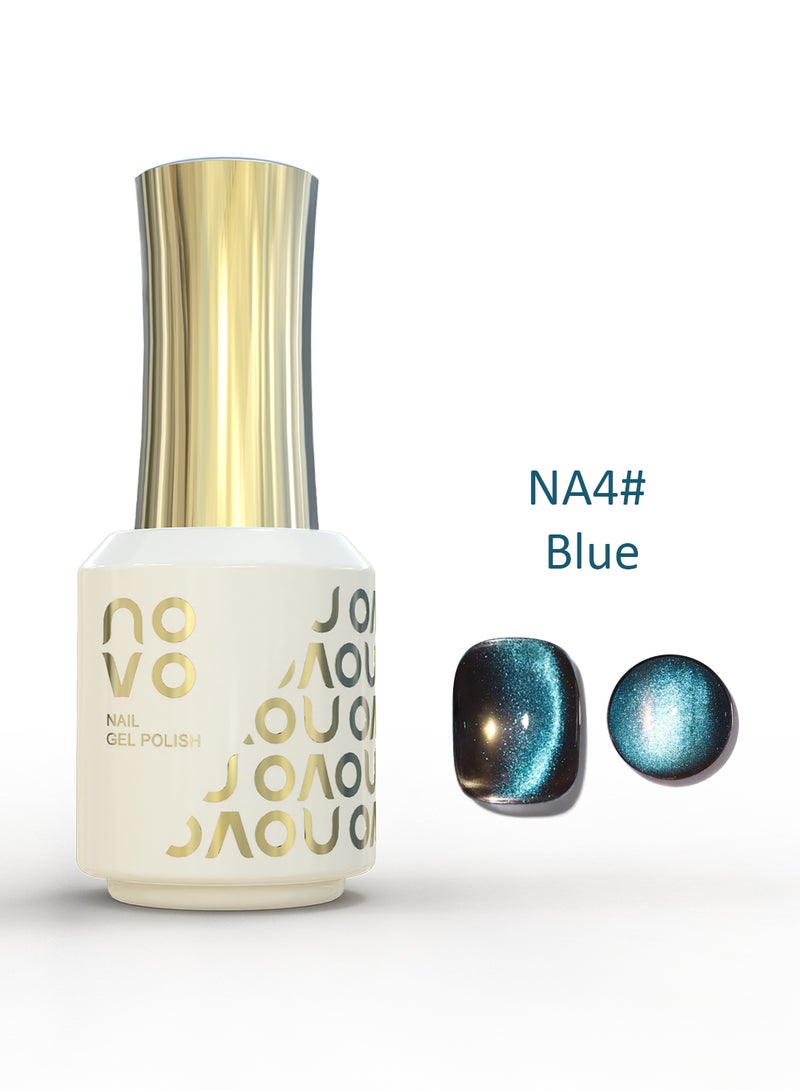 نوفو طلاء أظافر جل عين القطة، جل شفاف مغناطيسي عاكس للضوء مع طلاء أظافر LED، تصميم DIY لصالون التجميل للنساء، 12 مل NA4# أزرق - Image 1