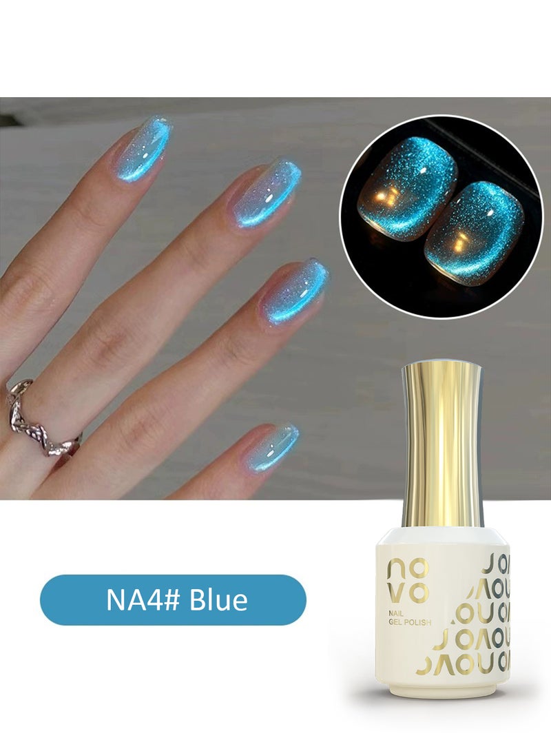 نوفو طلاء أظافر جل عين القطة، جل شفاف مغناطيسي عاكس للضوء مع طلاء أظافر LED، تصميم DIY لصالون التجميل للنساء، 12 مل NA4# أزرق - Image 3