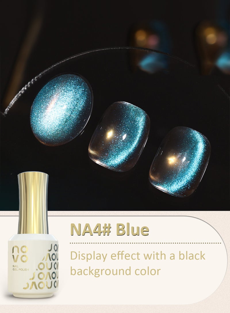 نوفو طلاء أظافر جل عين القطة، جل شفاف مغناطيسي عاكس للضوء مع طلاء أظافر LED، تصميم DIY لصالون التجميل للنساء، 12 مل NA4# أزرق - Image 2