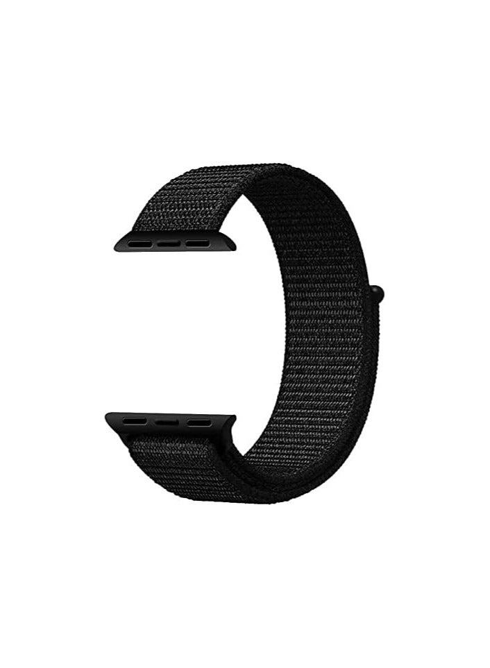 Watch Nylon Band 42mm/44mm/45mm Compatible with Apple Watch Series 8/7/SE/6/5/4/3/2/1 Black - Image 1