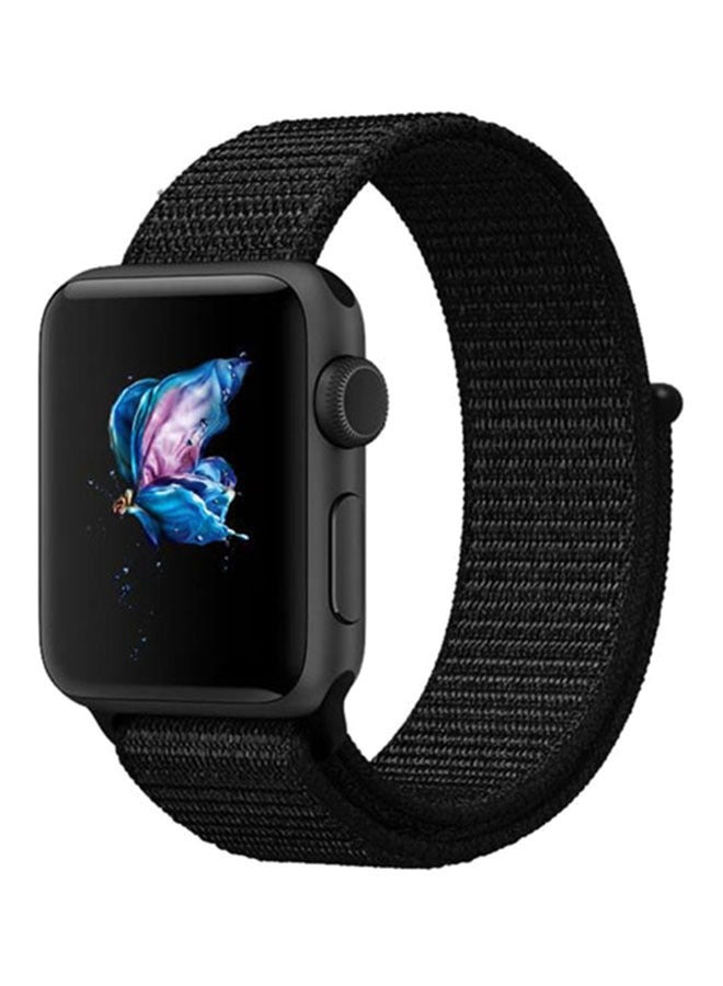 Watch Nylon Band 42mm/44mm/45mm Compatible with Apple Watch Series 8/7/SE/6/5/4/3/2/1 Black - Image 2