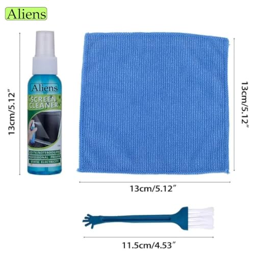 Aliens 3 in 1 Professional Cleaning Kit (100 Ml) for Smartphone,Laptop,Camera,Tablet,Binocular,Lens,Monitor,TV,Screen(Includes: 100 Ml Anti-Static Liquid Spray + Soft Brush + Microfiber Cloth),Blue - Image 4