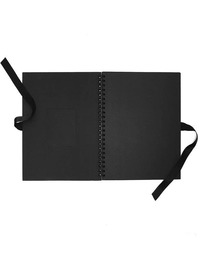 يوفال ألبوم قصاصات أسود مقاس 12x12 بوصة مع شريط حريري، ونافذة غلاف، وكتاب صور حلزوني لحفلات الزفاف والذكرى السنوية (80 صفحة) - Image 4