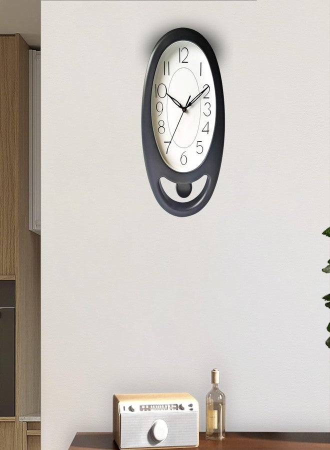 Masstone Stylish Hanging Pendulum Wall Clock with Glass | Living Room | Bedroom | Guest Room | Study Room | 40X24 Cm | Black - Image 4