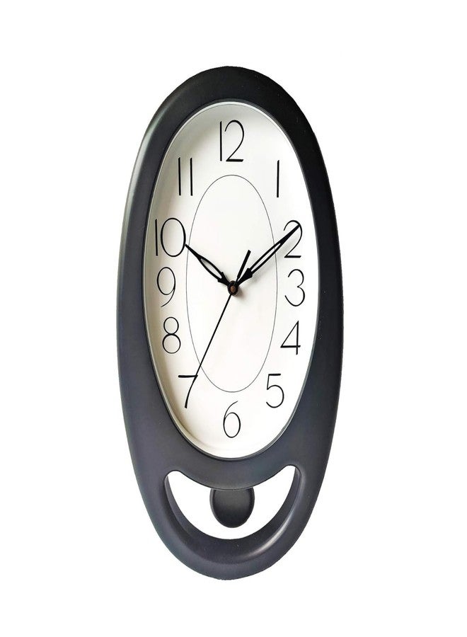 Masstone Stylish Hanging Pendulum Wall Clock with Glass | Living Room | Bedroom | Guest Room | Study Room | 40X24 Cm | Black - Image 1