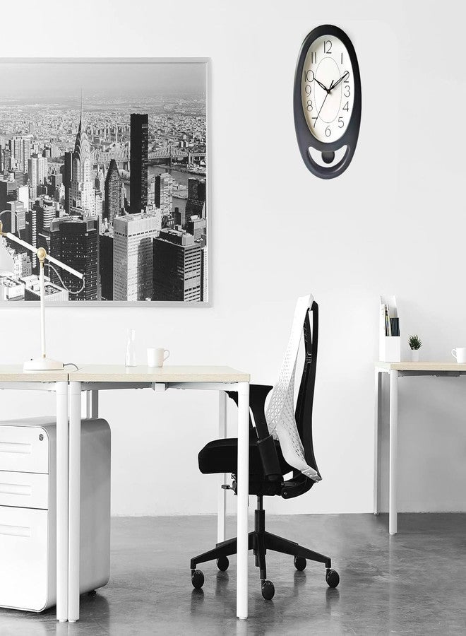 Masstone Stylish Hanging Pendulum Wall Clock with Glass | Living Room | Bedroom | Guest Room | Study Room | 40X24 Cm | Black - Image 5