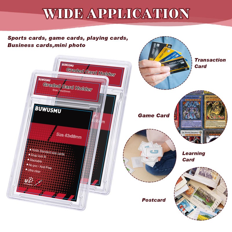 BUWUSMU 50 pcs 35 PT Acrylic Graded Card Holders, Card Protectors with Label Position for Trading Cards(2.5 x 3.54 Inch), Slab Baseball Fit for MTG TCG and Sport Cards Storage and Display - Image 5