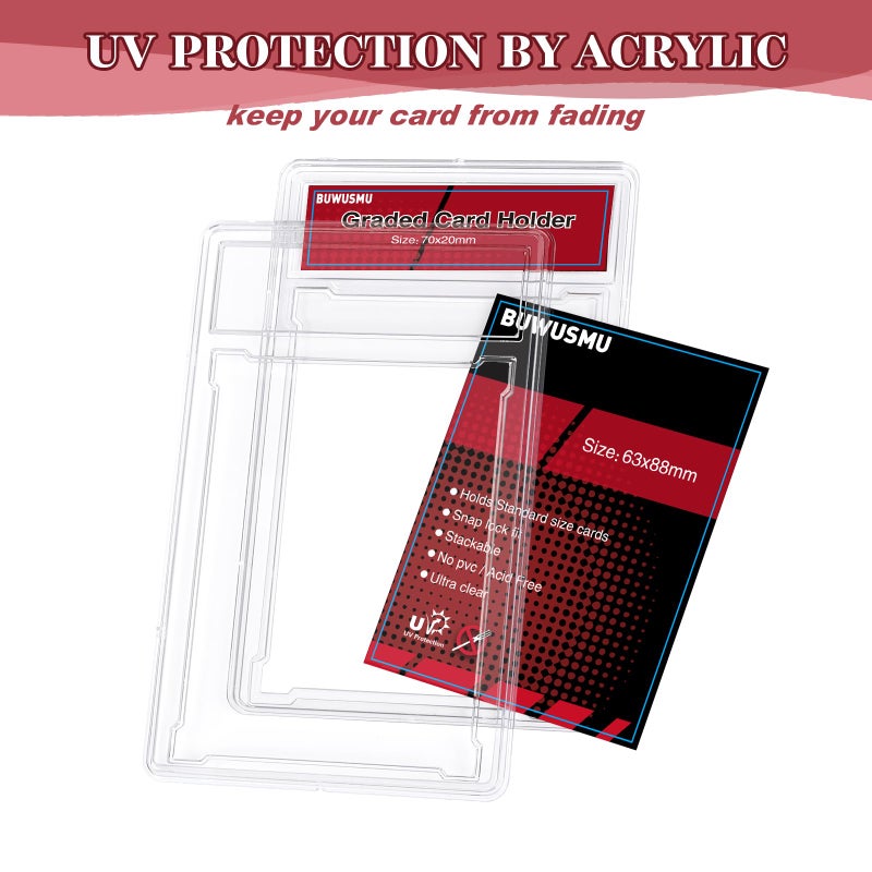 BUWUSMU 50 pcs 35 PT Acrylic Graded Card Holders, Card Protectors with Label Position for Trading Cards(2.5 x 3.54 Inch), Slab Baseball Fit for MTG TCG and Sport Cards Storage and Display - Image 4