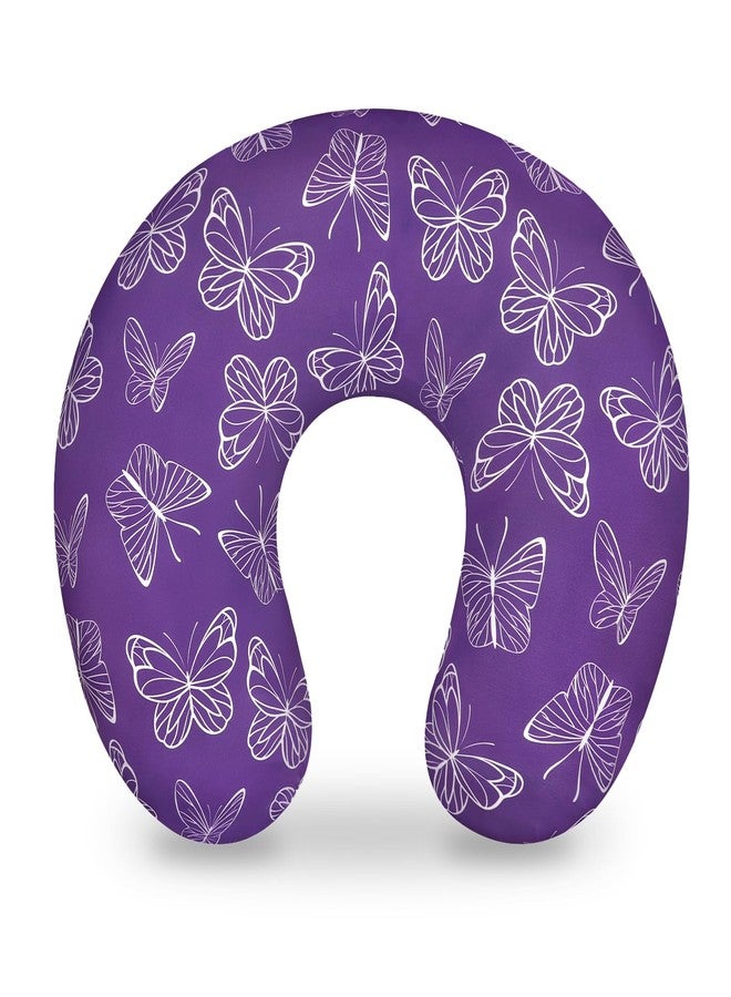 WINGHENLEE Nursing Pillow Cover, Breastfeeding Pillow Cover for Baby Girls Boys, Soft Stretchy Nursing Pillowcase for Infant Newborn, Removable Slipcover for Nursing Pillows, Purple Butterfly(Only Cover) - Image 1
