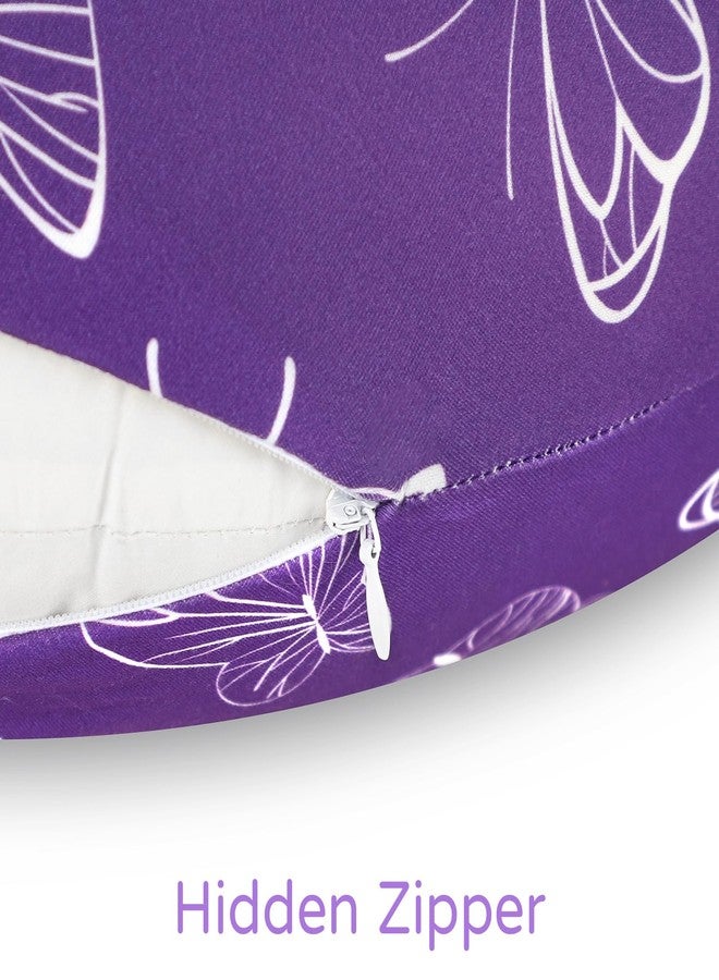 WINGHENLEE Nursing Pillow Cover, Breastfeeding Pillow Cover for Baby Girls Boys, Soft Stretchy Nursing Pillowcase for Infant Newborn, Removable Slipcover for Nursing Pillows, Purple Butterfly(Only Cover) - Image 5