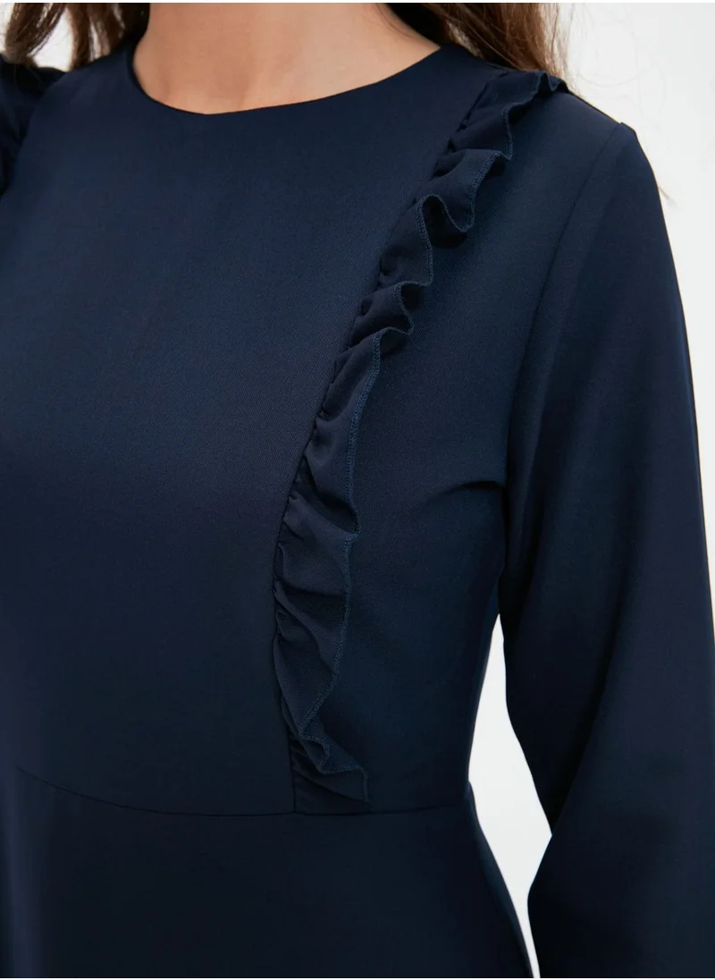 trendyol Round Neck Ruffle Detail Dress
