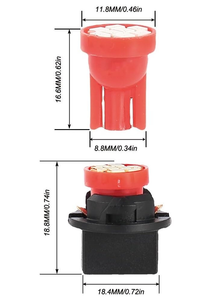 GLOFE T10 194 168 Red LED Light Bulbs - 10Pcs Set for Dashboard and Instrument Panel - Image 4