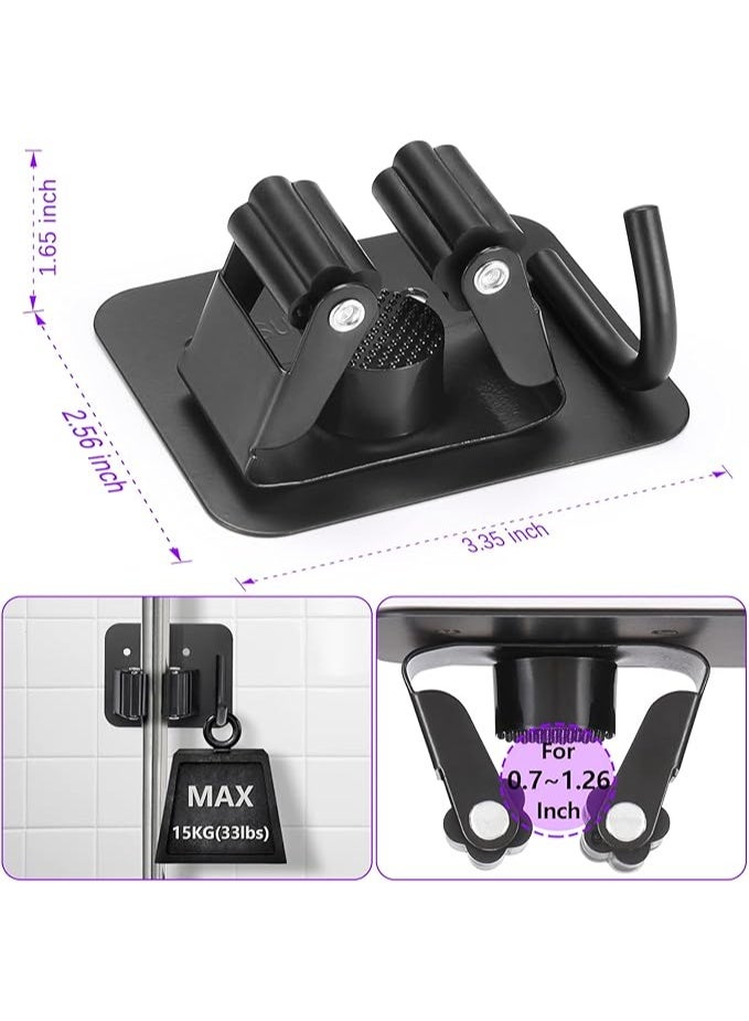 Stainless Steel Broom Holder, Heavy Duty, Rust Resistant, 5 Gripper Positions with 5 Hooks  - Image 2