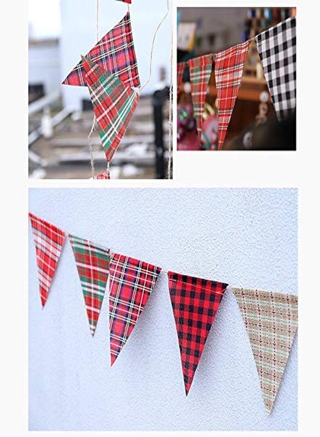 simpleSS 24PCS Imitated Burlap Pennant Banner, Multicolor Fabric Triangle Flag for Outdoor Party Wedding Christmas Birthday Decoration (Grid Style) - Image 4