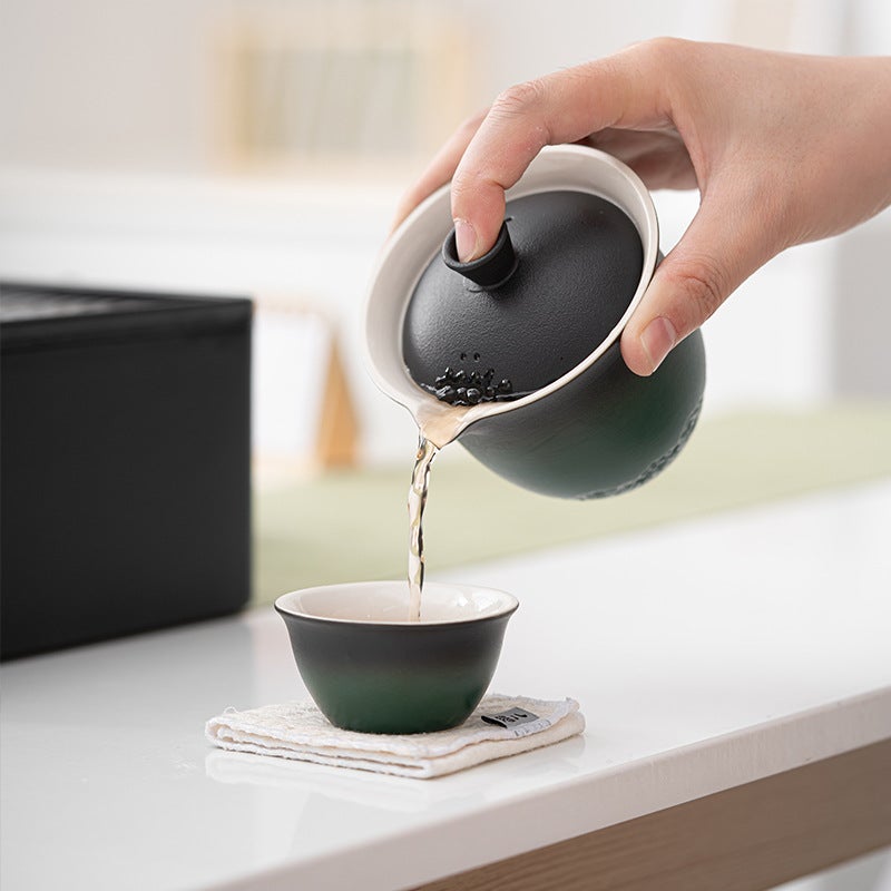 Ruyi Travel Tea Set Outdoor Portable Set Ceramic Tea Maker Hand-Held Pot Set Kung Fu Tea Set Accompanying Gift - Image 4
