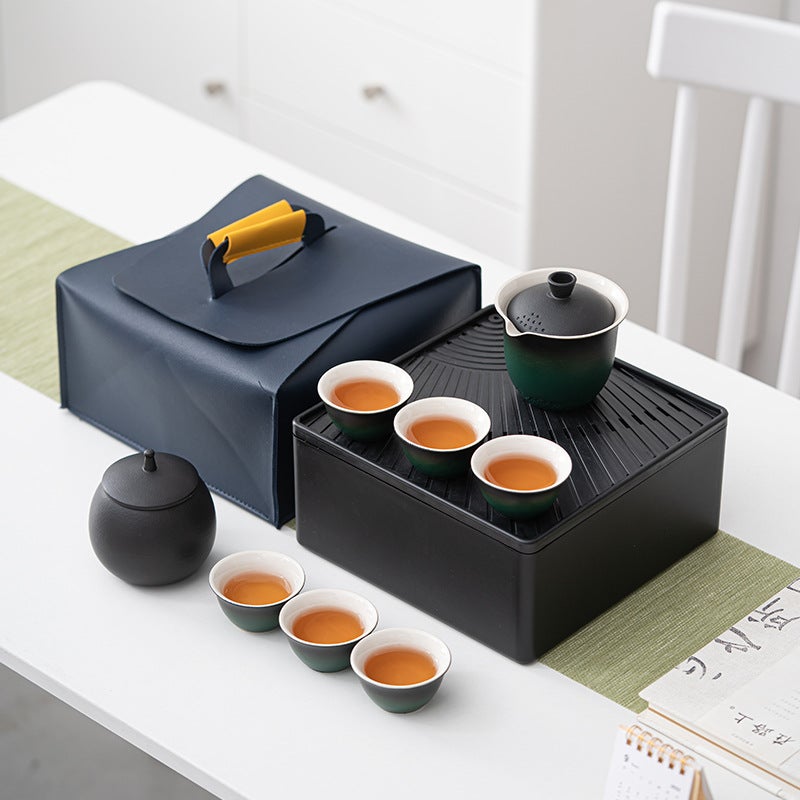 Ruyi Travel Tea Set Outdoor Portable Set Ceramic Tea Maker Hand-Held Pot Set Kung Fu Tea Set Accompanying Gift - Image 2