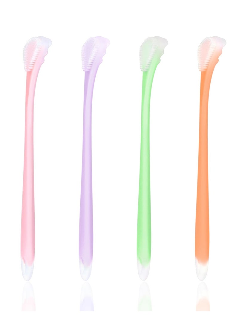 KASTWAVE 4Pcs Tongue Scraper for Adults, Silicone Tongue Cleaners, Double Sided Tongue Brush Helps Reduce Bad Breath and Fresh Breath, Easy to Carry and Use (Silicone Green & Pink & Purple & Orange) - Image 1
