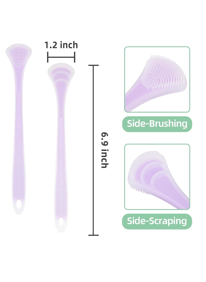 KASTWAVE 4Pcs Tongue Scraper for Adults, Silicone Tongue Cleaners, Double Sided Tongue Brush Helps Reduce Bad Breath and Fresh Breath, Easy to Carry and Use (Silicone Green & Pink & Purple & Orange) - Image 2