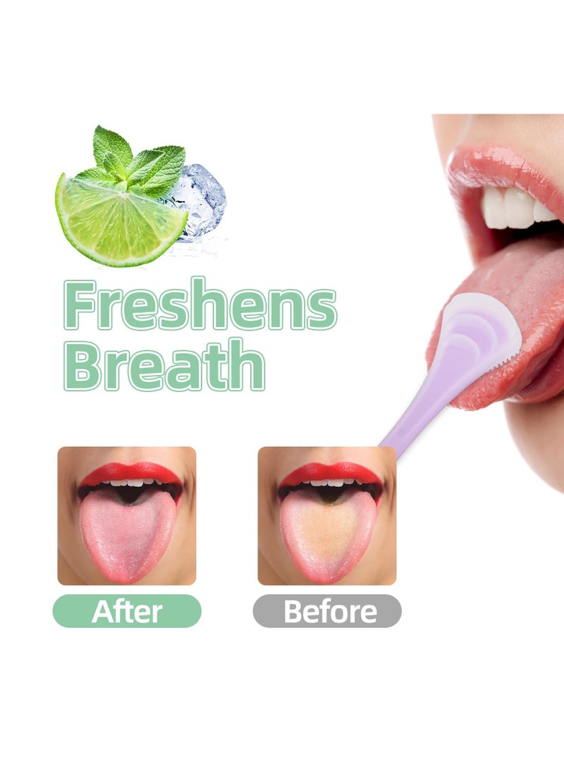 KASTWAVE 4Pcs Tongue Scraper for Adults, Silicone Tongue Cleaners, Double Sided Tongue Brush Helps Reduce Bad Breath and Fresh Breath, Easy to Carry and Use (Silicone Green & Pink & Purple & Orange) - Image 4