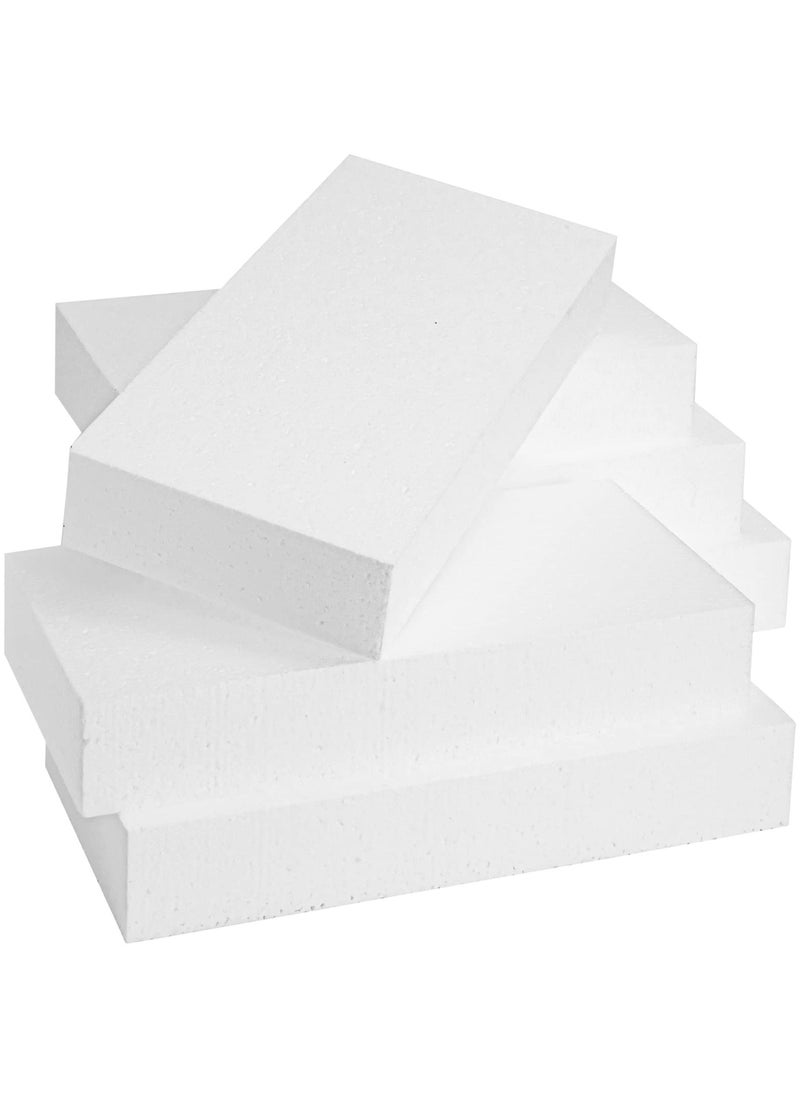 CRAFT MAGIC - 6-Pack Rectangle Styrofoam Blocks for Arts and Crafts, Lightweight DIY Modelling Foam (12 x 6 x 2 inch) - Image 1