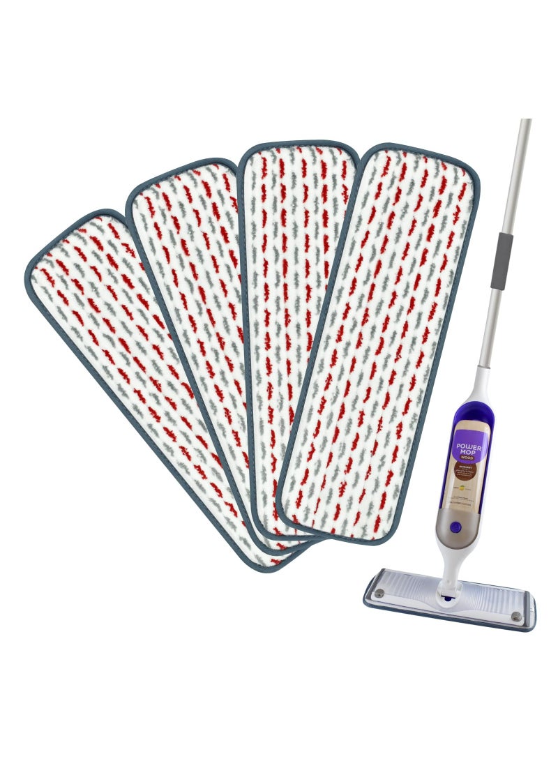 4PCS Thickened Microfiber Mop Pads,  Refill Pads Durable Power Mop Refills Washable Swiffer PowerMop Multi-Surface Thicken Mop Pads  for Swiffer Spray Power Mop Wet Pads for Floor Cleaning - Image 1