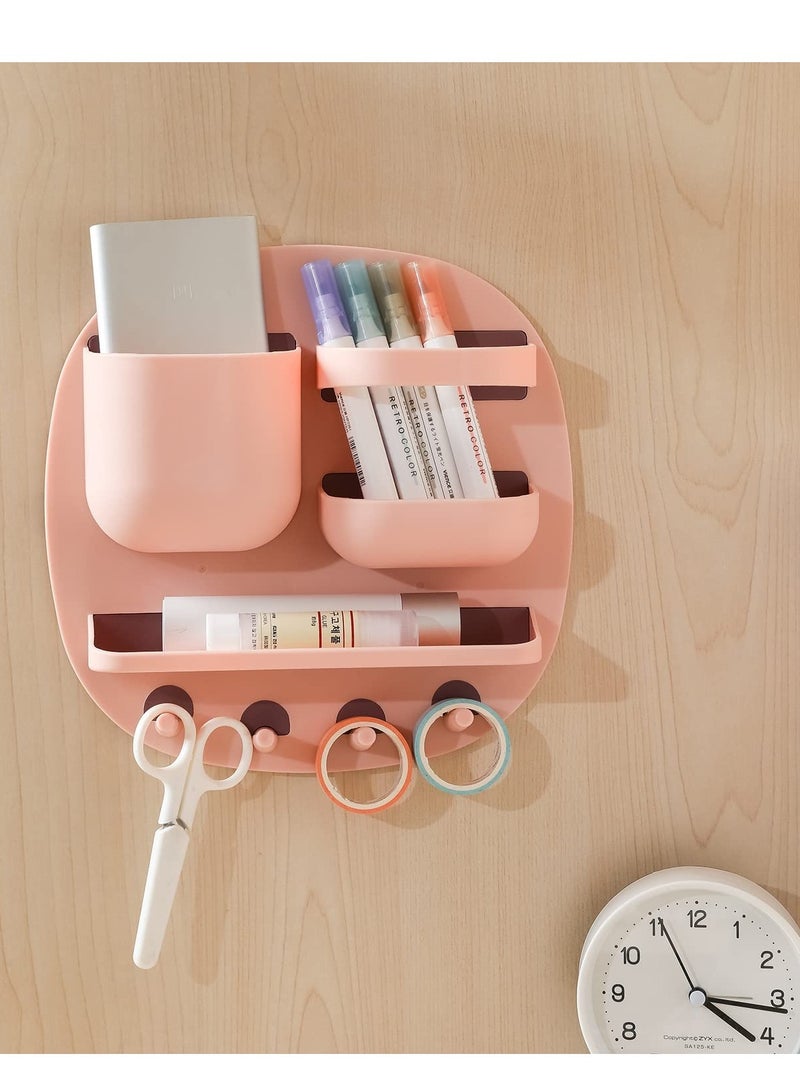 SYOSI Remote Control Holder, Magazine Rack, Desk Organizers and Storage, Office Supplies Storage Box,Pen&Pencil Holder for Desk,Bedside Caddy For Dorm Bed,Locker Accessories,Bedroom Decor (Pink) - Image 1