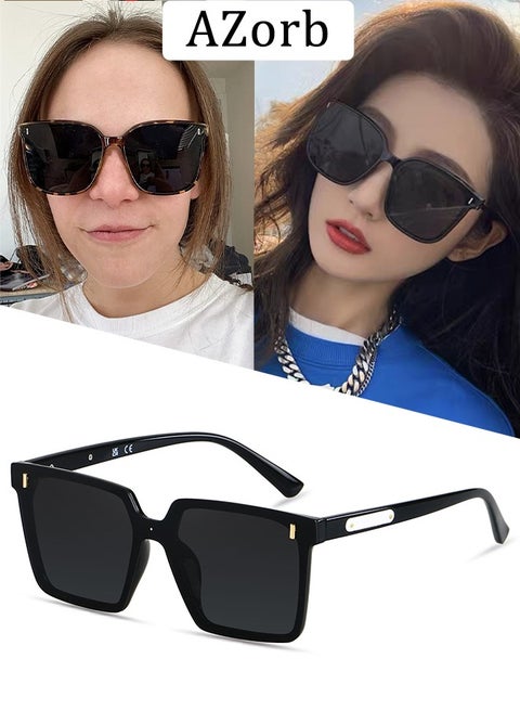 Men Women Sunglasses Square Oversized Modern Men's Sun Glassess Ladies UV400 Protection Eye Glas Retro Shades Hard Hinges Eyewear Black