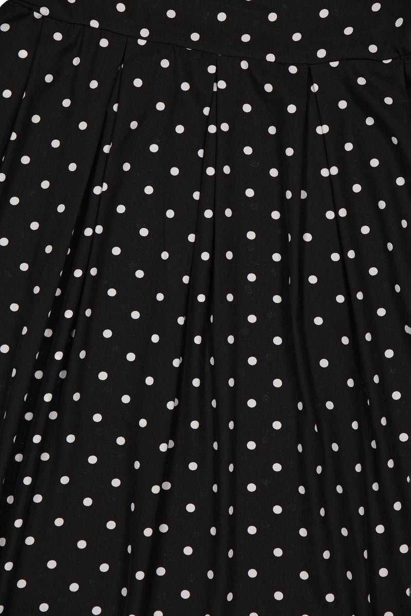Willow & Whistle Women Polka Dot Midi Casual Dress, Black - Image 5