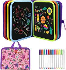 ZIFSA Erasable Book Doodle Set for Kids,Magic Drawing Book for Kids,Reusable Drawing Book 6 Watercolor Pens 10 Page Drawing,Road Trip Car Game Writing Painting Set for Boys and Girls - Image 1