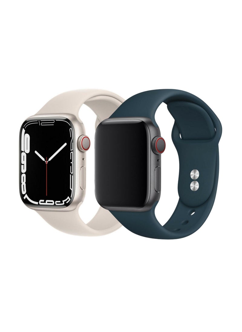 YOMNA - Strap For Apple Watch Series - Iwatch Silicone Sport Band Strap 42/44Mm Peach And Dark Blue (Set Of 2) - Image 1