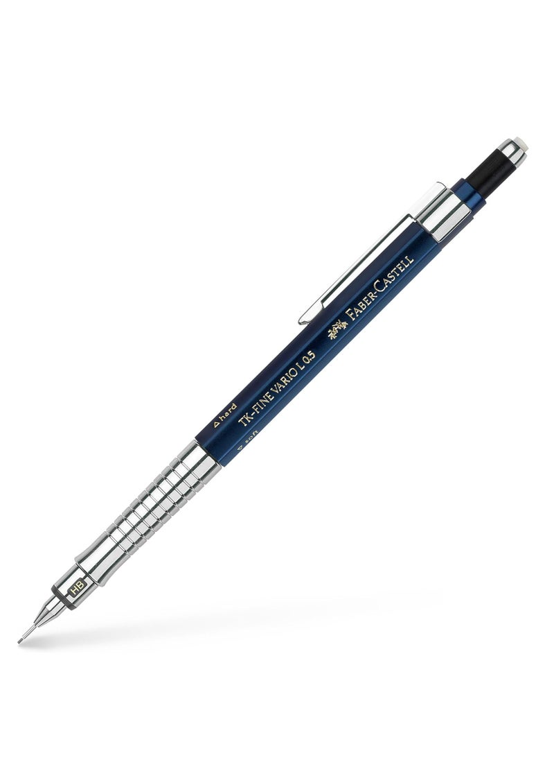 Faber-Castell Mechanical Pencil TK-Fine Vario L 0.5mm Indigo, Soft: anti-lead cushion mechanism for general writing hard: lead fixing mechanism for drawing and design